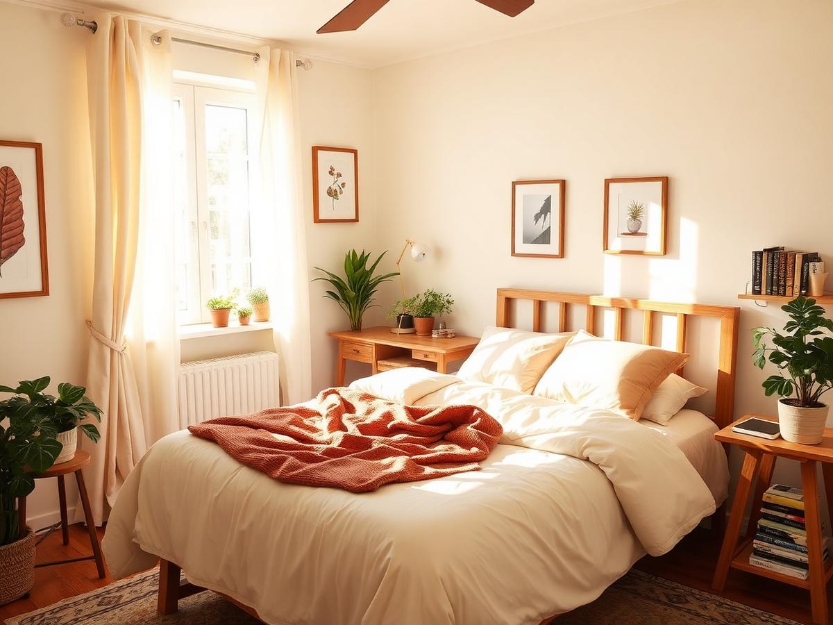 Warm eingerichtetes Zimmer bei MainRaum